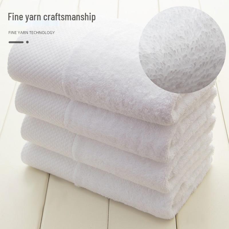 White Pure Cotton Hotel Towel: Soft, Absorbent, Durable, Embroidery-Friendly for Spa & Salon Use