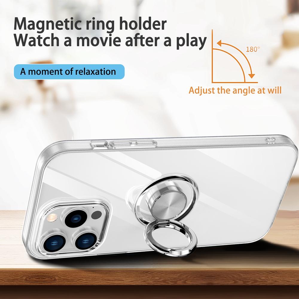 Free Rotate Ring Holder Clear Soft Tpu Case For Iphone 14 13 12 11 Pro Max Mini Xr X Xs 7 8 Plus Se 2020 Cover
