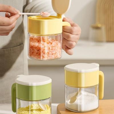 New Glass Glass Seasoning Jar Punch-free Moisture-proof Seasoning Box Sealed Spices Container Kitchen Tools