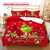1 Stück Grinch-Muster Bettwäsche Steppdecke Set Bettbezug Kissenbezug Heimdekoration Geburtstagsgeschenk (1 Bettbezug + 2 Kissenbezüge, ohne Füllung)