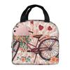 A Vintage Bicycle And Flower Insulated Lunch Bag for Women Kids Leakproof Food Boxes Thermal Lunch Box Tote