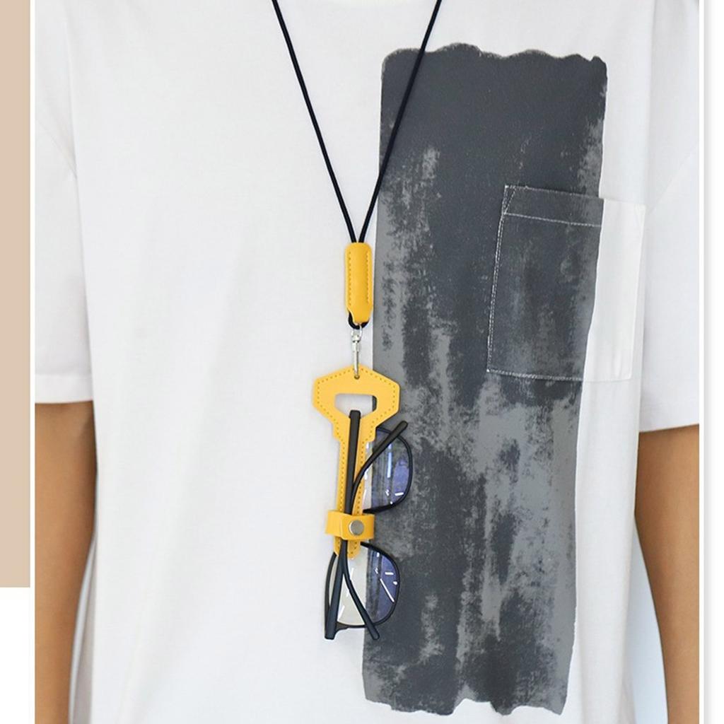 Multifunctional Key Pendant Necklace Fashionable Leather Cord Necklace Leather Texture Suitable for Glasses and Key