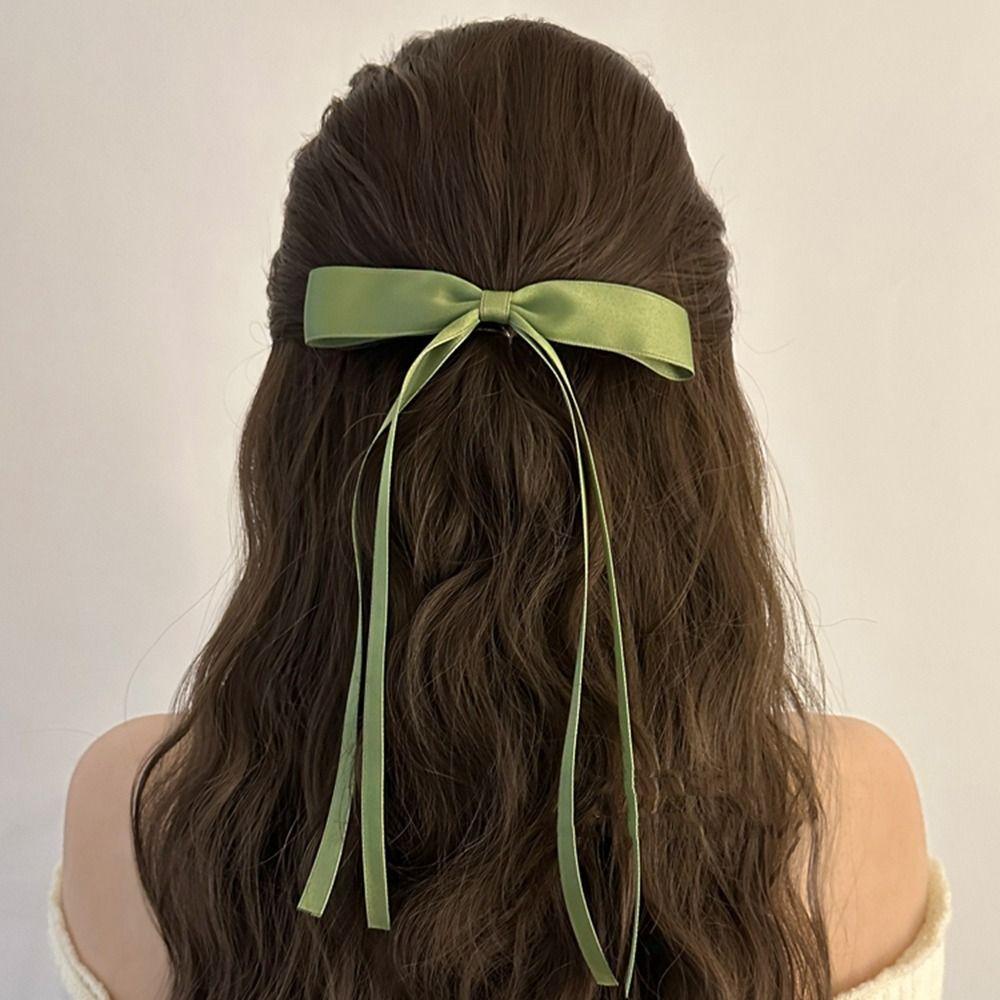 Barrettes Balletcore Bow Hairpin Long Tassel Bowknot Ribbon Hair Clip Cute   Girl