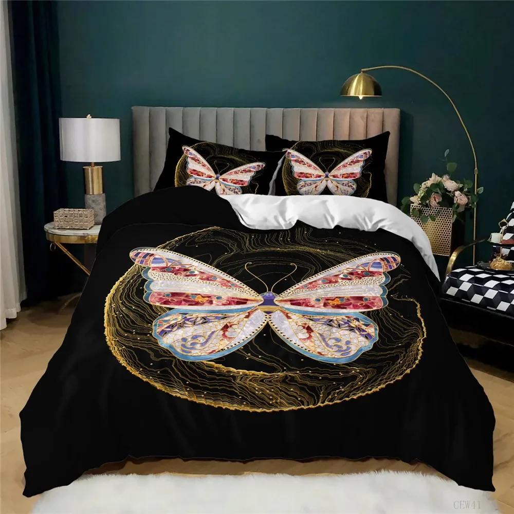 

Queen Size Comforter Bedding Sets Insect Butterfly Duvet Cover Set Queen 228X228Cm King Thick High Grade Home Bed Comforters 3D EU Single(135*200cm)3pcs