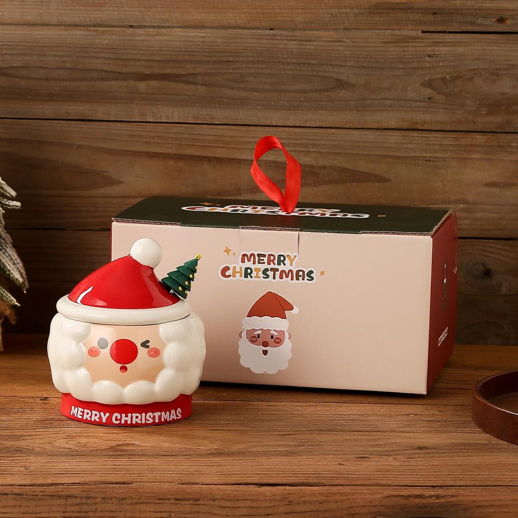 Christmas gift mug Santa cup ceramic water cup with lid high value gift for girls
