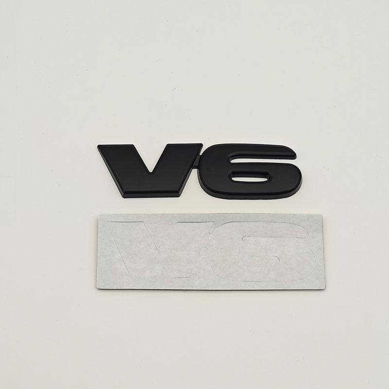 3D Chrome Red Black Metal Alloy Letter V6 Logo Car Rear Trunk Badge Adhesive Emblem Auto Sticker For Toyota Accessories