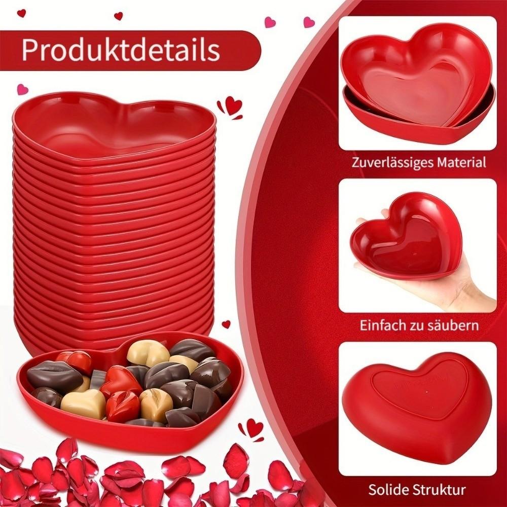 5/10Pcs Creative Love Heart-Shaped Serving Plate Small Red Snack Candy Tray Plastic with Holder Base Dinner Plate Set