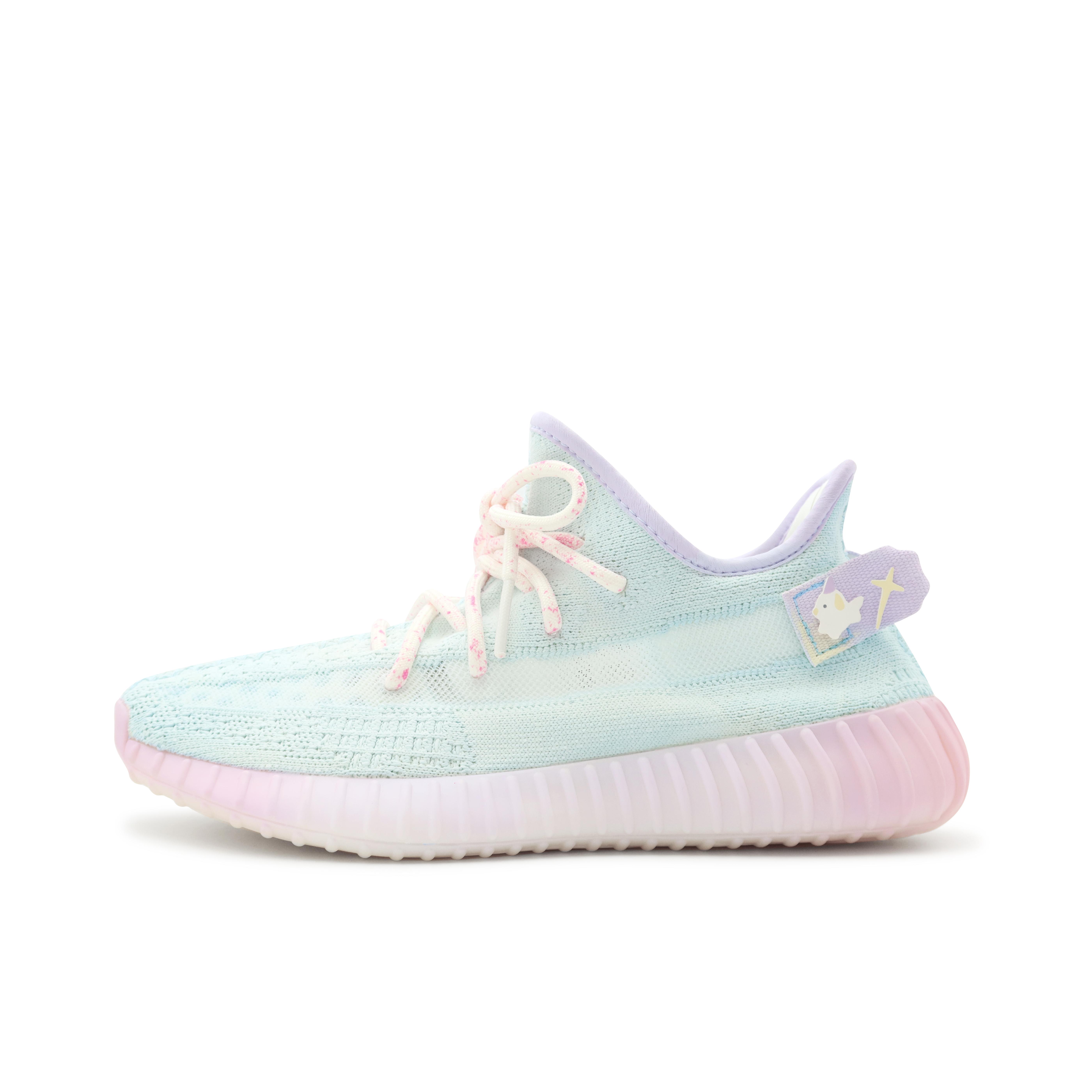 

Adidas Originals Yeezy Boost 350 V2 Ice Cream Waterproof Low top Casual Shoes Unisex Ice Blue Pink HQ6316(Team186-) 36⅔