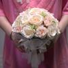 Pearl Lace Mesh Bridal Bouquet with Silk Ribbon Artificial Flower Bouquet  Wedding Decor