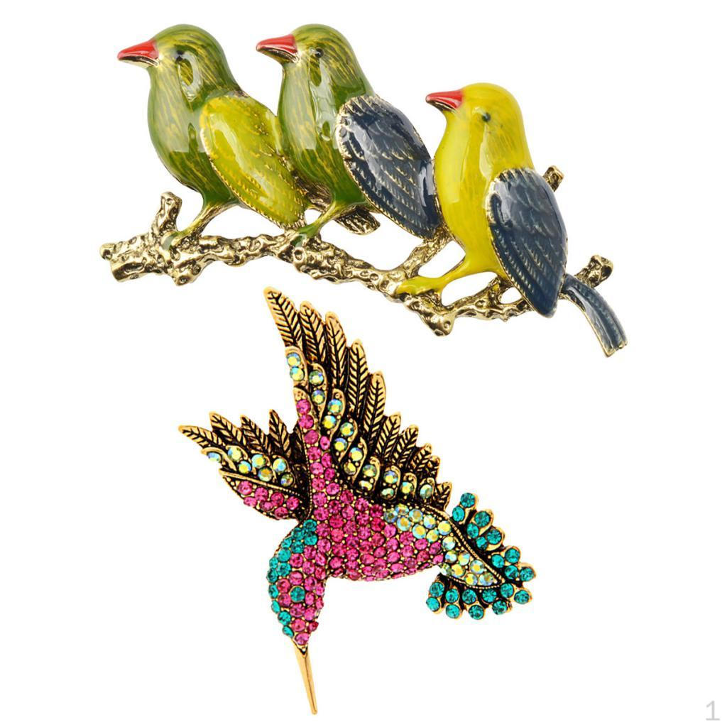 

2pcs Hummingbird Enamle Birds Brooch Pins Jewelry