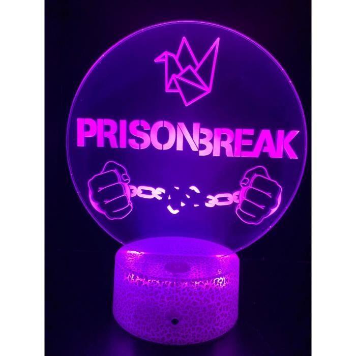 Lampe de chevet 3d led série prison break, veilleuse changement de couleurs, lampe tactile bureau et chambre, idée cadeau noël
