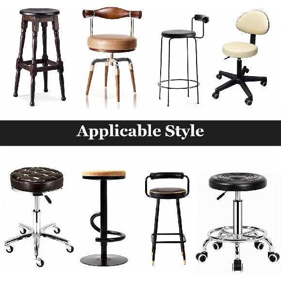 Round Stool Cover Leather, 2 Pack 13.4 Inches Round Faux Leather Stool Cover Waterproof Seat Cushion, Bar, Kitchen, Dining Room Slip Cover Home