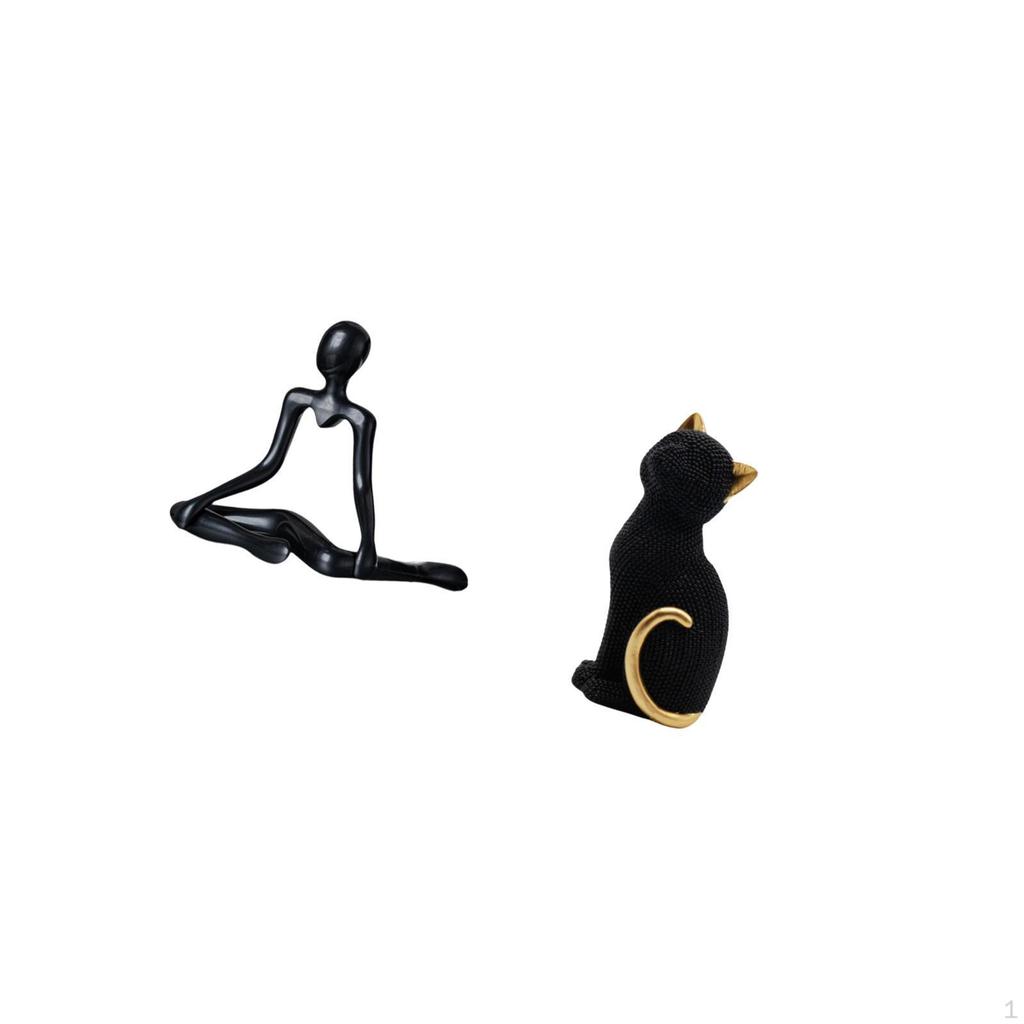 Creative Abstract Cat Thinker Sculpture Unique Decorative Figurine Resin Collectible Ornament for