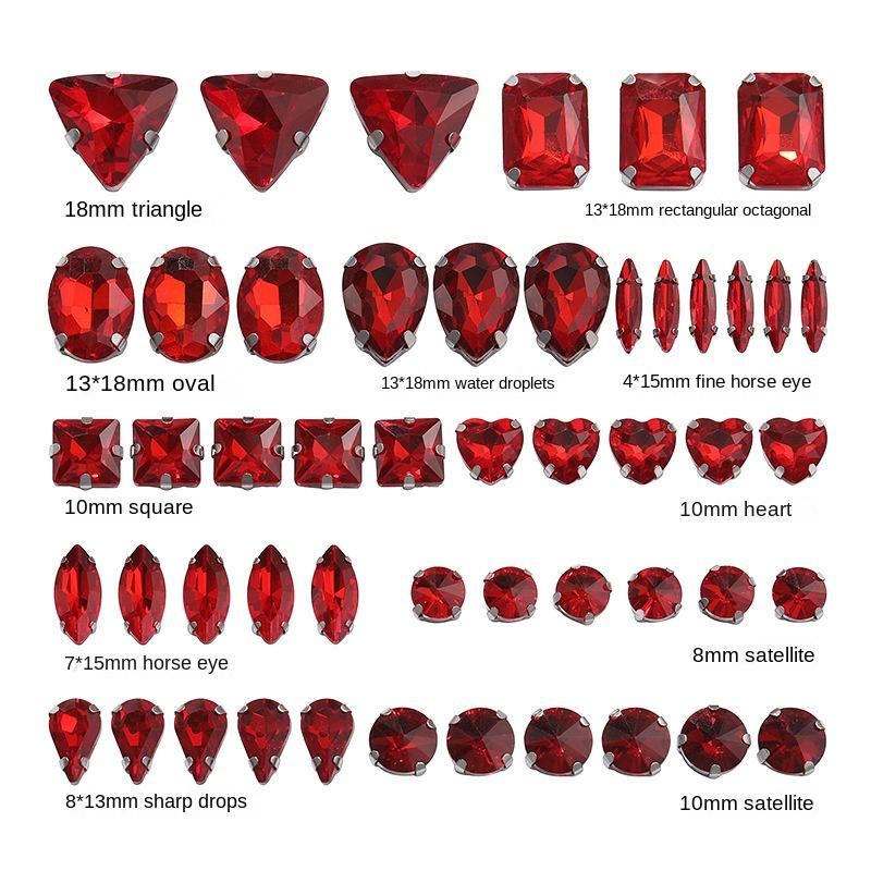 Factory Hot Sale Rhinestones Popular Colors Mix Shapes Sew On Rhinestones Claw Glass Rhinestones for Wedding Dress