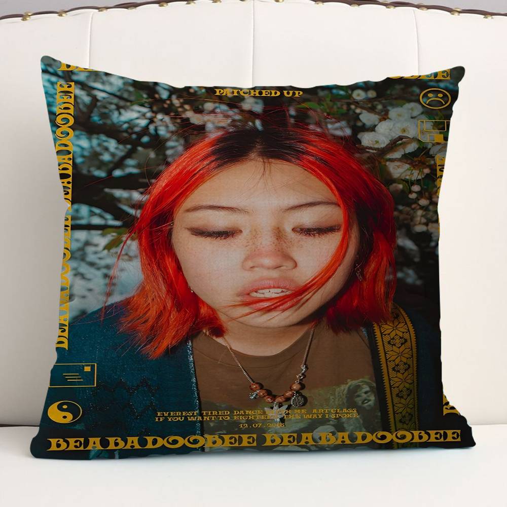 Singer B-Beabadoobee Pillow Covers Cartoon Sofa Decorative Home Double-sided Printing Short Plush Cute Cushion Cover