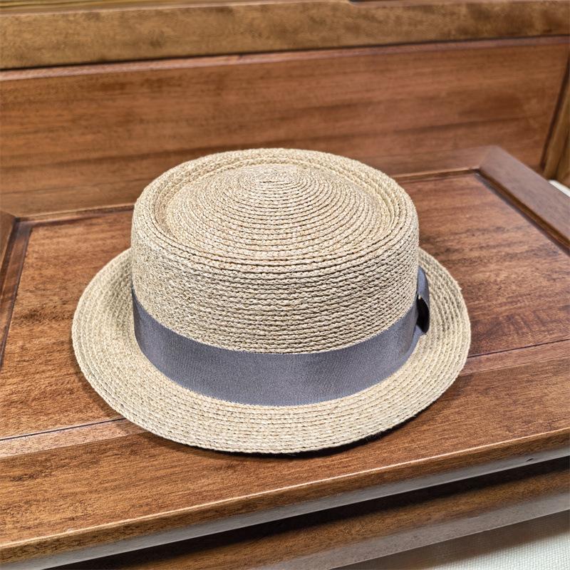 Sombrero Porkpie clásico sombrero porkpie de paja para hombres mujeres sombrero ala plana fedora sombrero de sol de rafia trilby de verano sombrero de jazz sombrero de fieltro vintage
