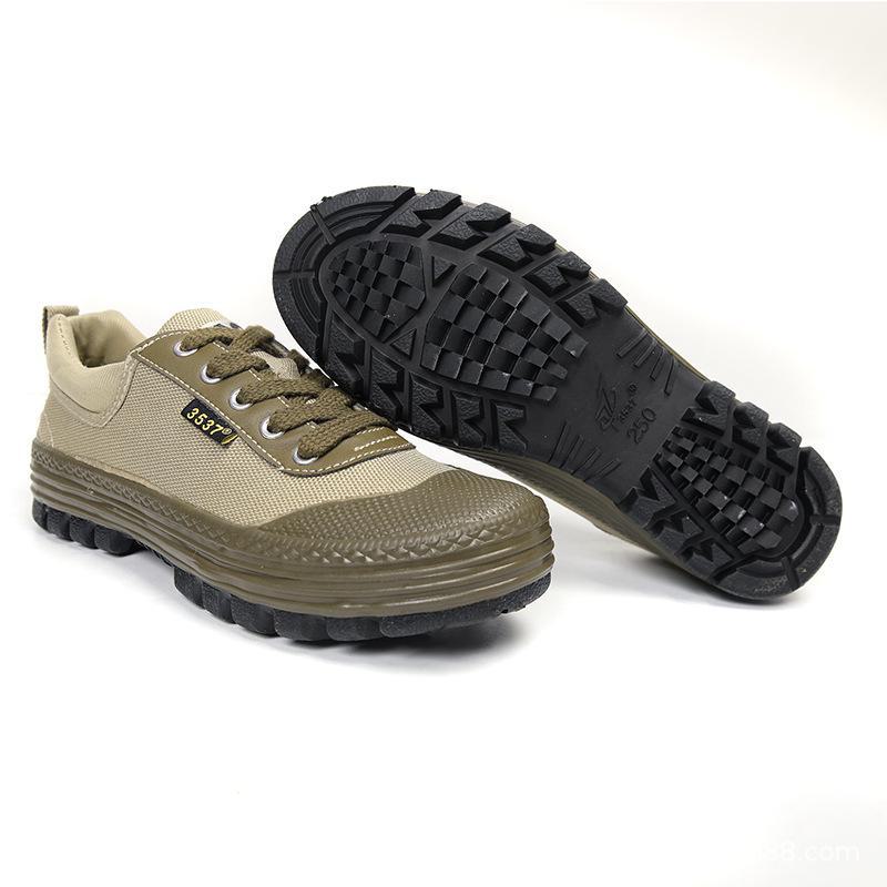 3537 Genuine Jiefang Unisex Mountaineering and Work Shoes - Yellow Rubber and Canvas Casual Shoes