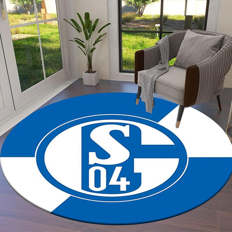 FC Schalke 04 Round Area Rug,Carpet Rug for Living Room Bedroom Sofa Playroom Decor,Non-slip Floor Mat
