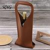 Foldable Wine Storage Bag Faux Leather Tote Bag, Portable Carrier Pouch, Waterproof Durable Single Bottle Holder Protector Sleeve for Champagne Beer