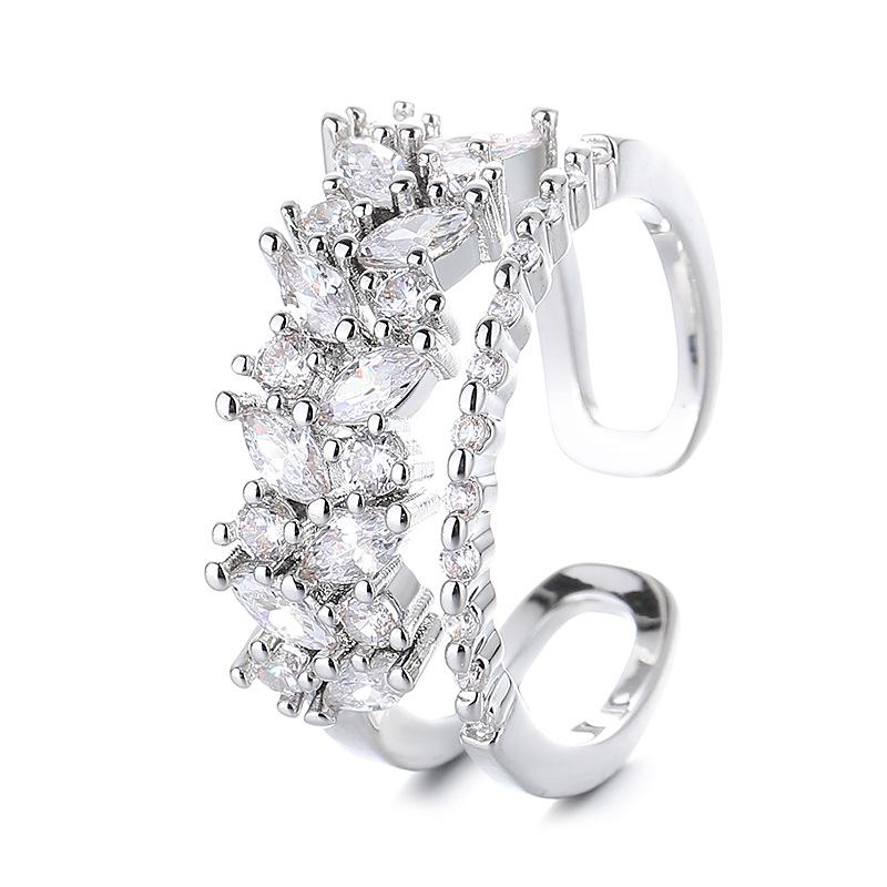 Women's Luxury Double-Layer Diamond Adjustable Ring – Exquisite, High-End Design