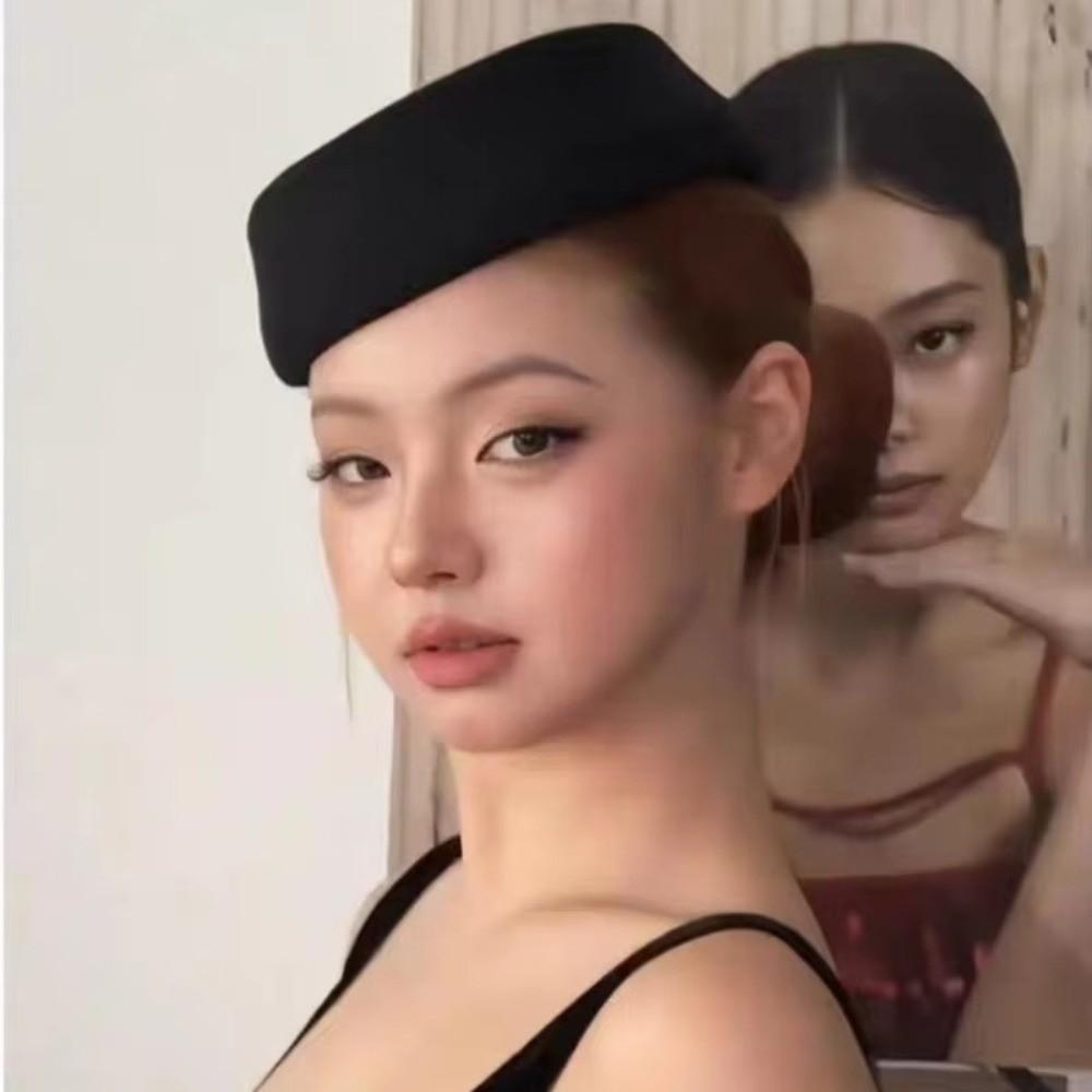 Solid Top Hats Formal Felt Beret New Stewardess Hat  Women Headwear