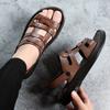 New Fashionable Thick Soles Men Beach Shoes High Quality Men's Casual Beach Sandals with Cowhide Latex Cushion On The Top Layer