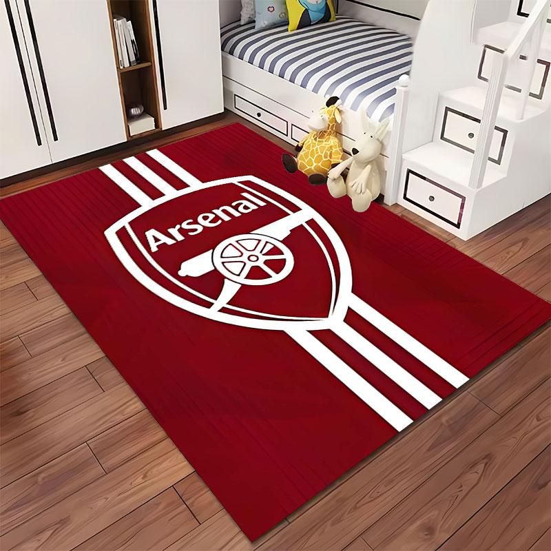 Rotes Arsenal Logo Teppichdesign geeignet als rutschfeste Matte für das Wohnzimmer oder Schlafzimmer Sofa
