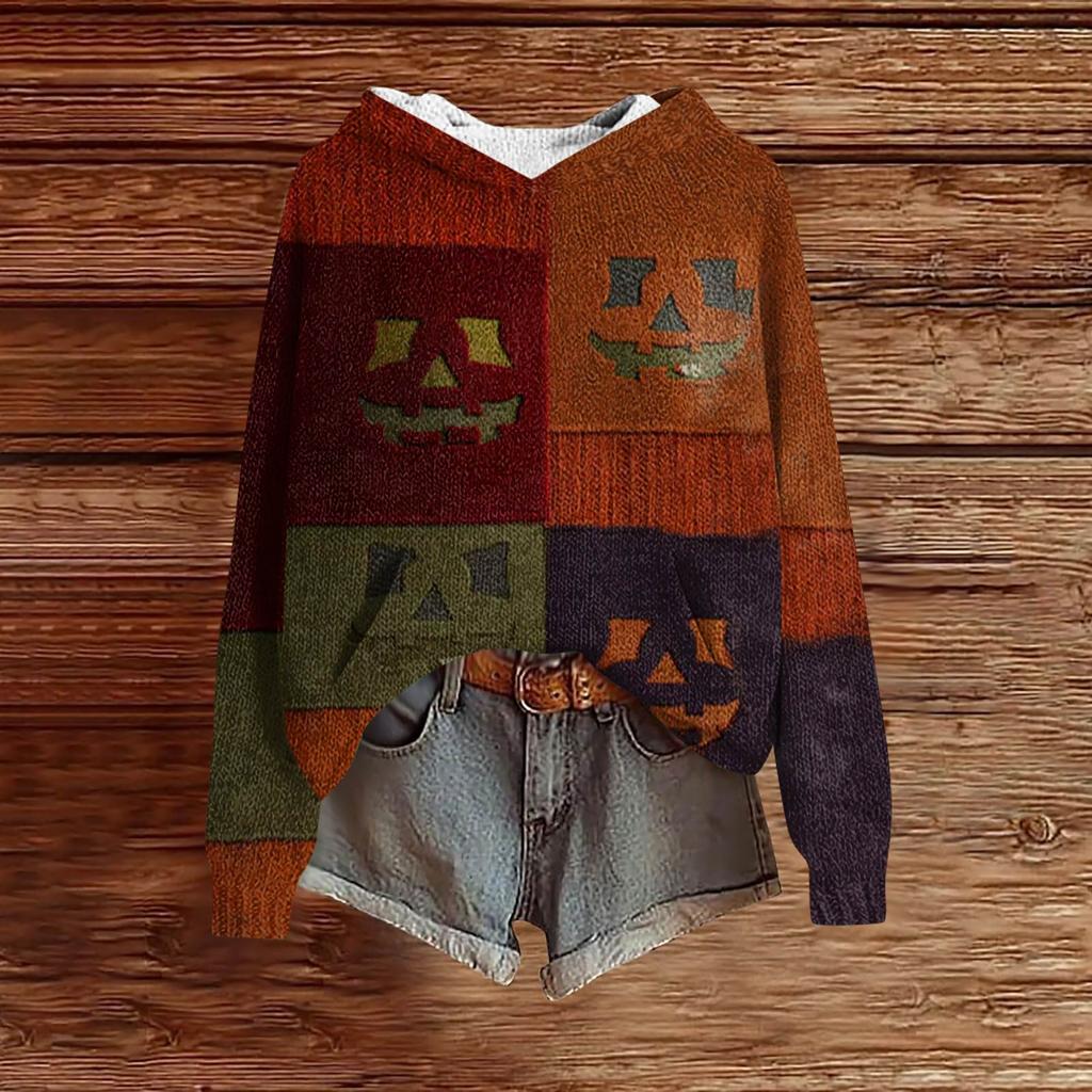 Sweatshirts For Women Knit Sweater Cute Shirt Fall Pullover Hooded Sweatshirt