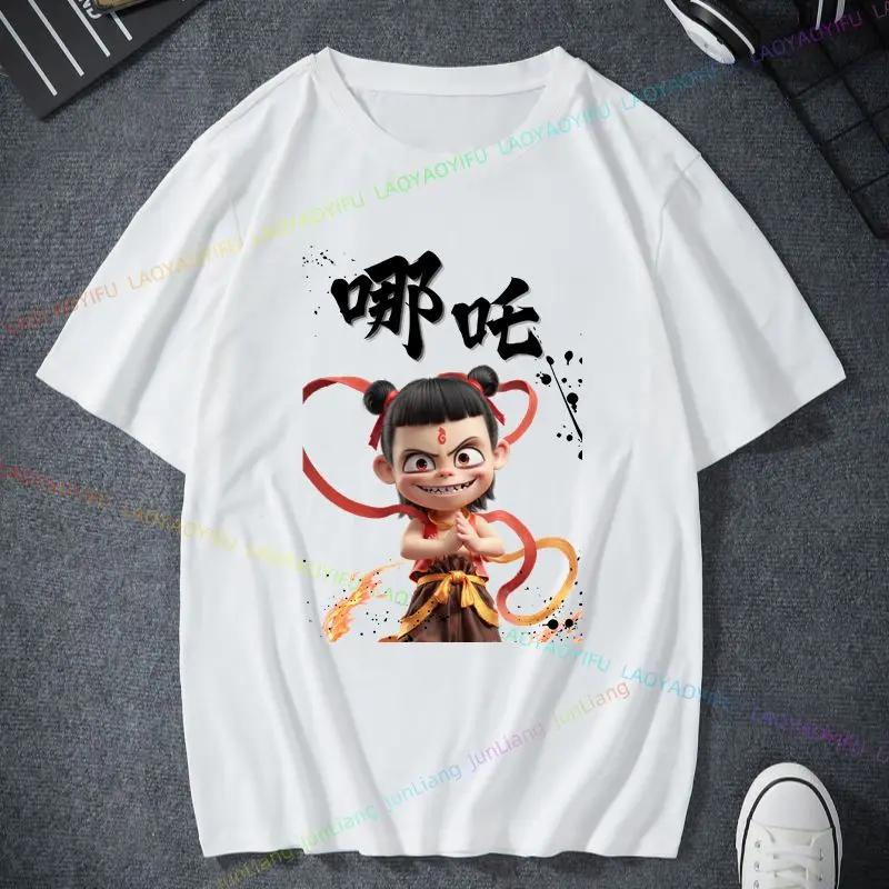 2025 Nezha 2 Magisches Poster Kurzarm Rundhals T-Shirt Mode Freizeit Lustig Y2K Süß Spaß T-Shirt