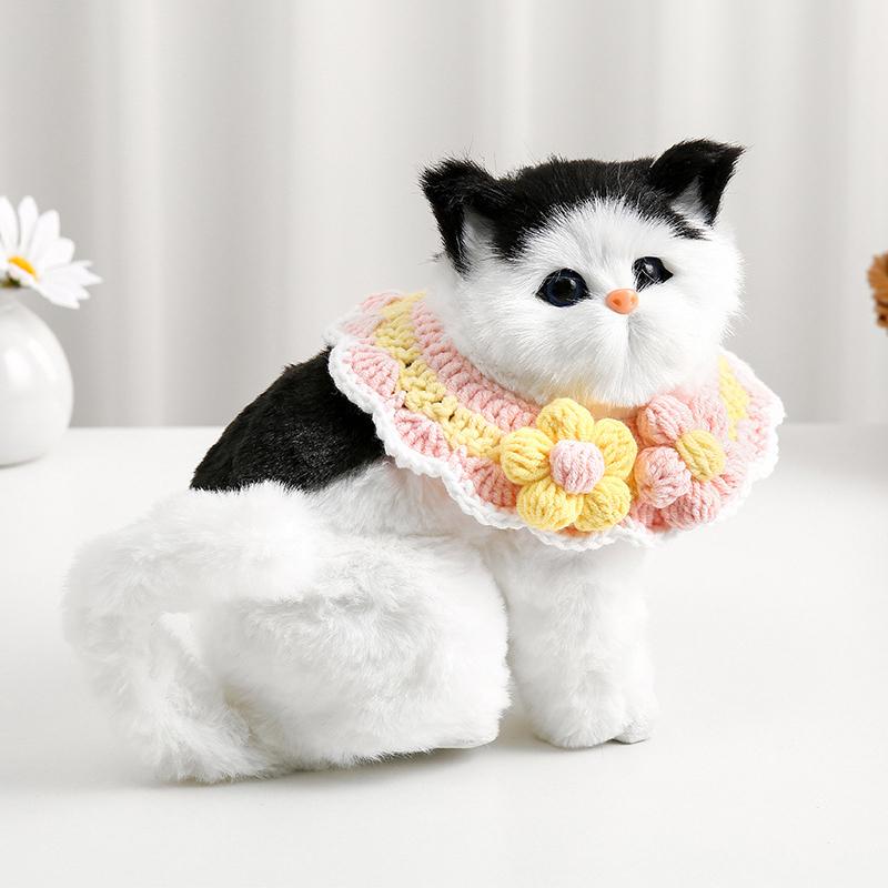 Pink series cute pet collar holiday atmosphere photo decoration small dog hand-knitted saliva towel material pack