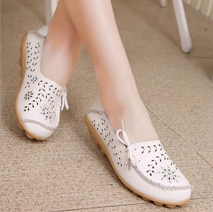Women's Hollow Out Design Flat Shoes Casual & Breathable Slip On Shoes Women's Comfortable Shoes