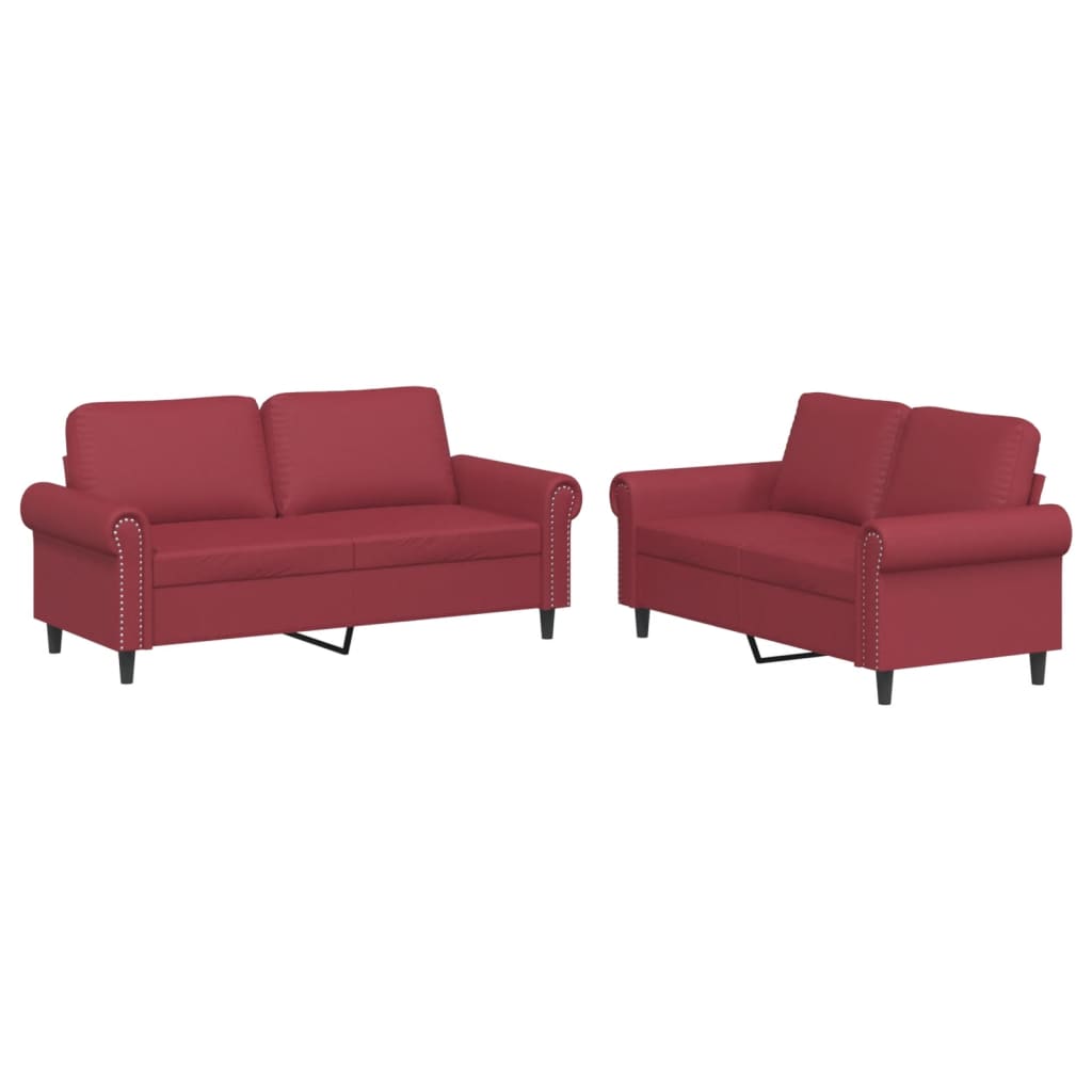 Vidaxl 2-Piece Living Room Set Wine Red, Faux Leather