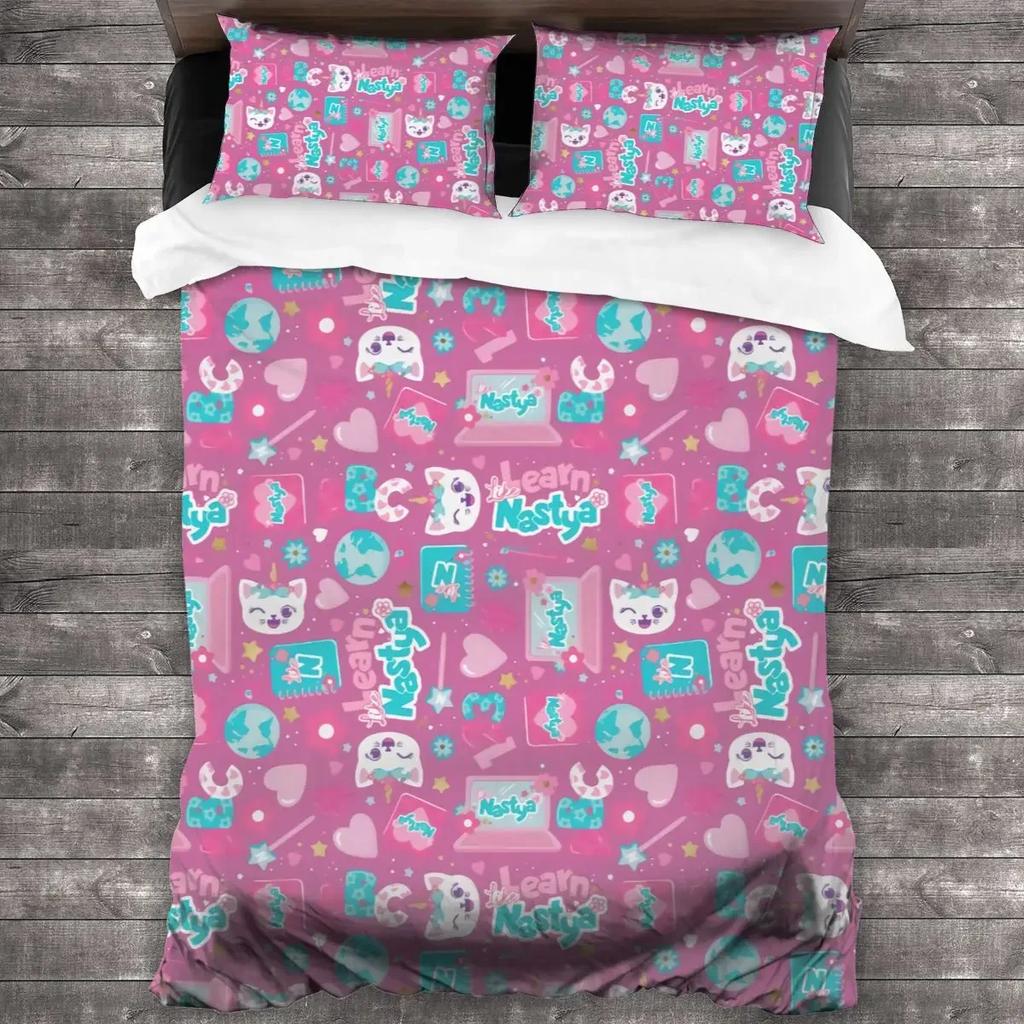 Like Nastya Bettwäsche-Set Einzelbett Twin Full Queen King Size Bettset Aldult Kind Schlafzimmer Bettbezug-Sets 3D-Druck Anime Kawaii 012