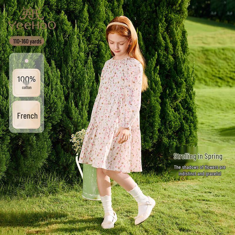 

YEEHOO Girl s Long Sleeve Floral A-Line Dress 150CM