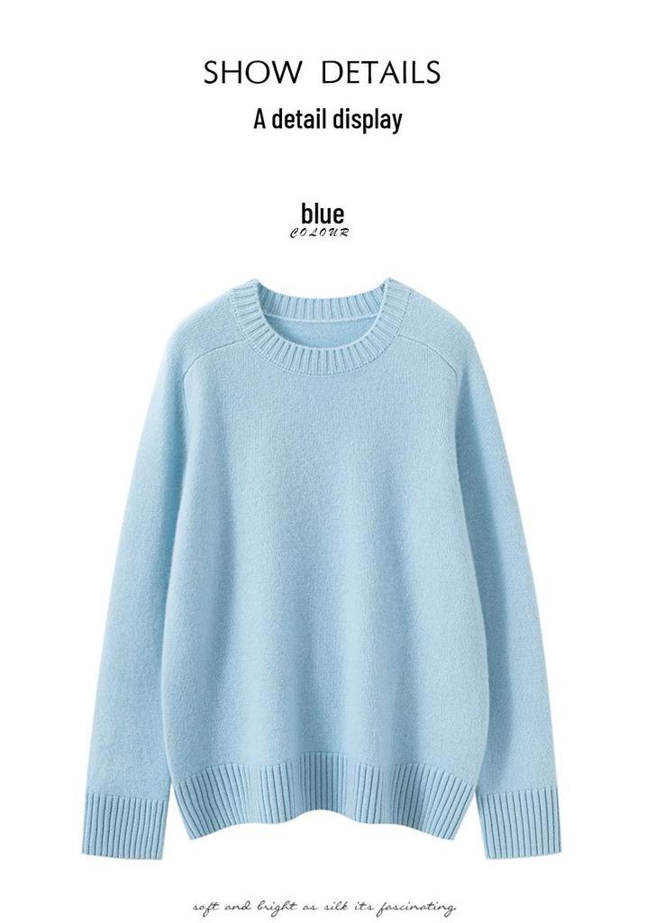 Women's Cashmere Knit Base Layer Shirt - Autumn/Winter Fashion, Versatile, Soft, Comfortable, Slimming, Loose Fit