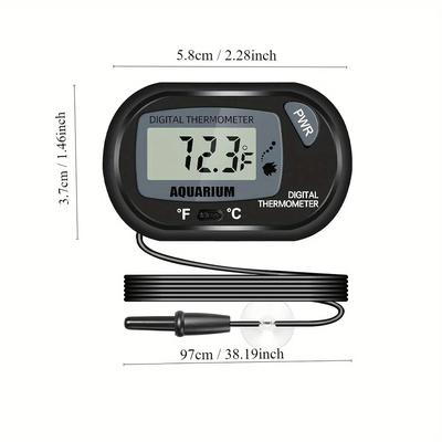 2/4/8 יחידות מדחום דיגיטלי LCD לאקווריום, מדחום לאקווריום עם חיישן עמיד במים וכוס יניקה לזוחלים