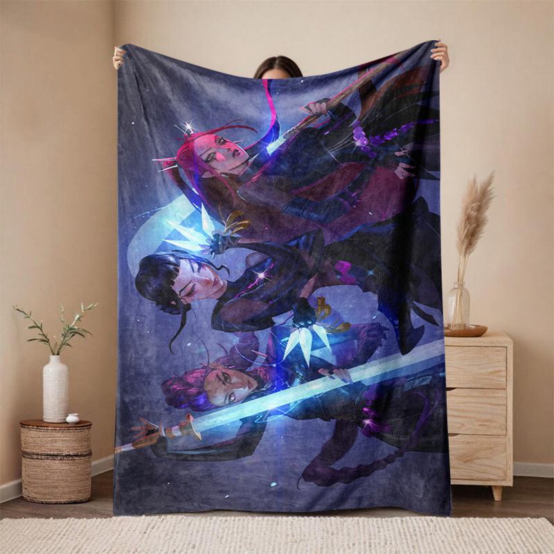 KPop Demon Hunters Cartoon Flannel Blanket - Cozy Throw for Sofa and Naps 28x40 inches