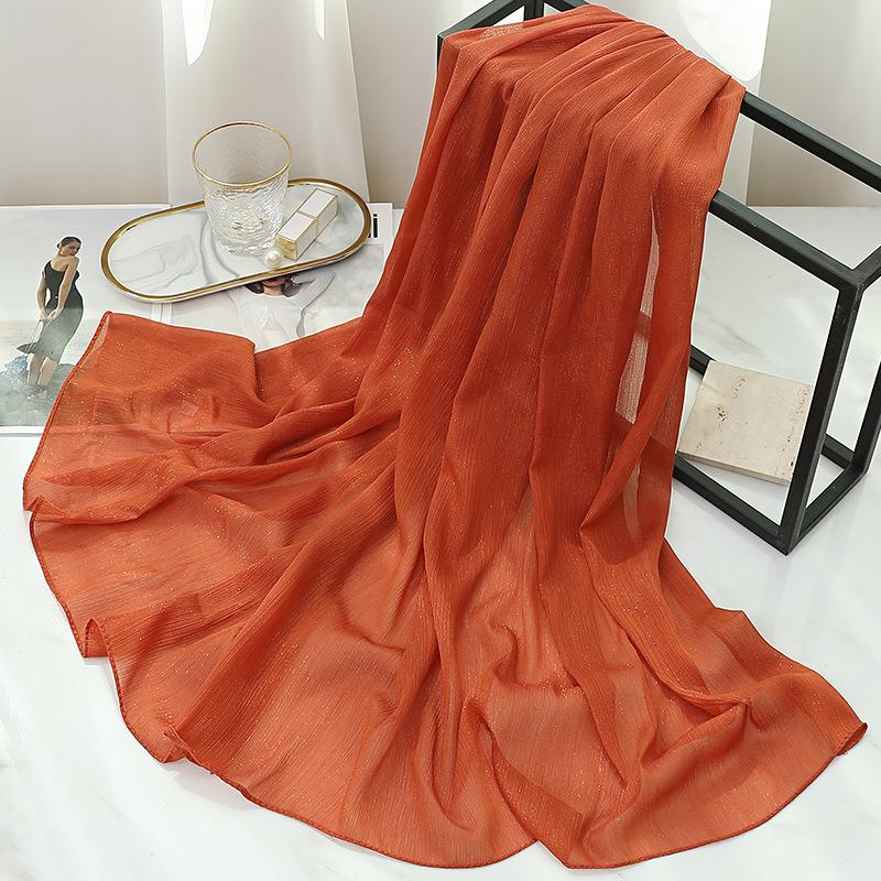 170X70Cm Silk Scarf Shawl Solid Southeast Asian Headscarf Large Travel Shawl Versatile Textured Chiffon Scarf Wrap Poncho Hijabs