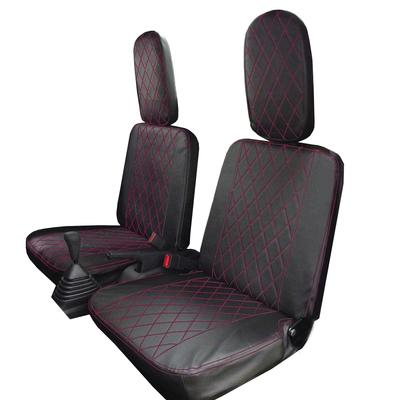 Seat Covers for Daihatsu Hijet Truck Soft Leather Diamond Quilted Black Leather Red Stitching for 1 Light S500P/S510P (H26.9~) - Design, &