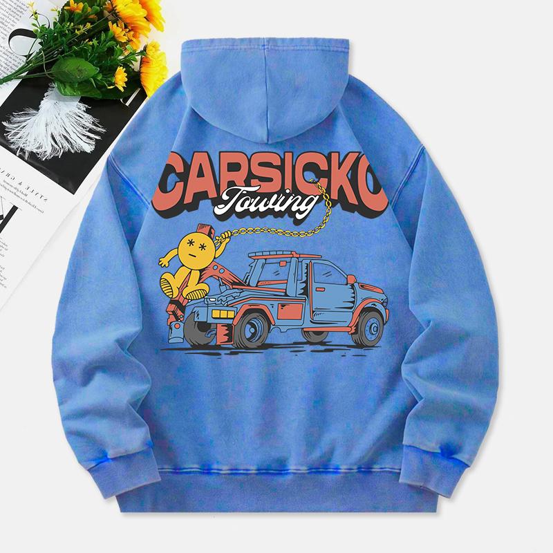 Cars Fouling Washed Hoodies Womens Cartoons Printing Cotton Pullover Comfortable Warm Oversized Hooded Clothes
