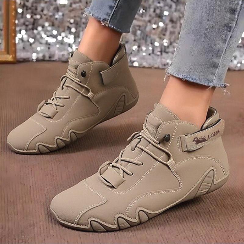 Women's Lace Up High Top Shoes Breathable Fashionable Soled Shoes Outdoor Walking Waterproof Multifunctional Women's Bare Boots
