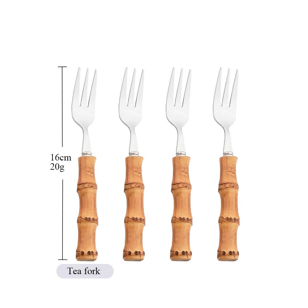 

Drmfiy 4/20 шт. Набор столовых приборов из нержавеющей стали с натуральной бамбуковой ручкой, серебристый, набор столовых приборов, кухонный нож, вилка, ложки, набор посуды