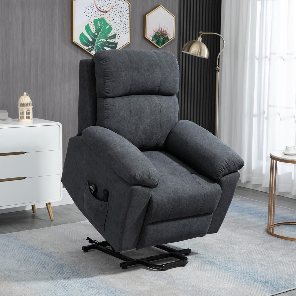 Massage Chair with Lift Assist, Chair with Stand-up Aid, 8 Vibration Motors, Incl. Remote Control, Grey