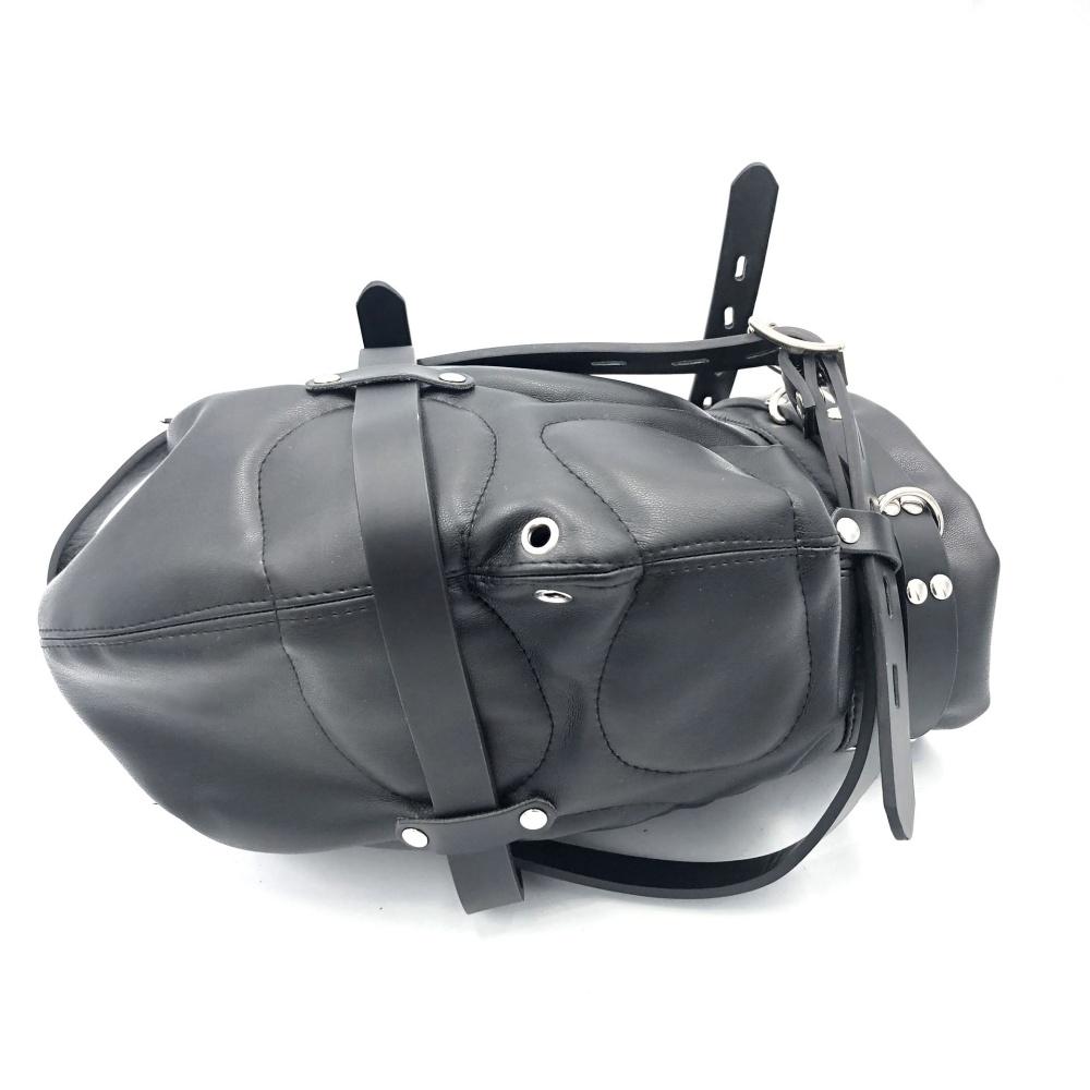 Hot Soft Leather Bondage Whole Sealing Lace Up Hood Headgear Face Mask Eyepatch Dog Slave BDSM Product Sex Games Toy