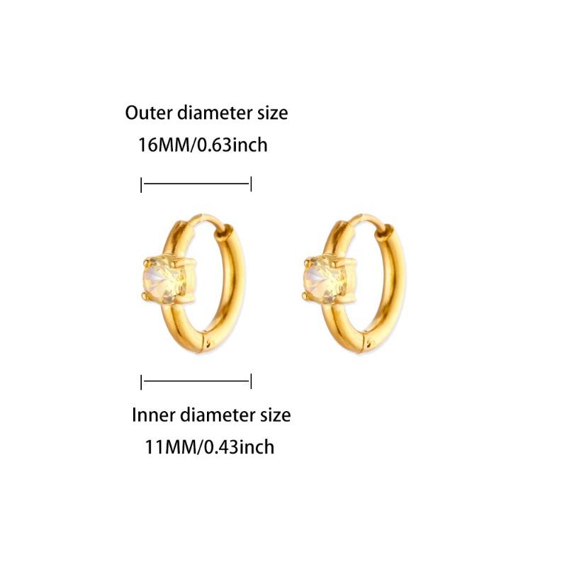 Hot Sale Fashion December Colored Birthstone Earrings Ladies Gold Stainless Steel Premium Earrings Temperament