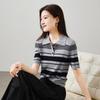 SOFSIL Women's Color-block Stripe Knit Polo T-shirt