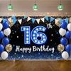 Sweet 16 Display Sternenmuster Sweet 16 Hintergrund Happy 16th Birthday Banner Marineblauer Hintergrund 16. Geburtstag Hintergrund Für Sweet 16