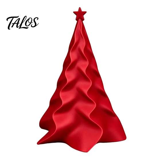 Durable Smooth Surface Holiday Figurine 3D Printed Pleated Christmas Tree Ornament, Small Wavy Desktop Gift for Friends Decoration with Star