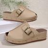 Fashion Women's Platform Slippers Spring New Round Head Deep Mouth Rivet Metal Buckle Anti-slip Wear-resistant Sandals