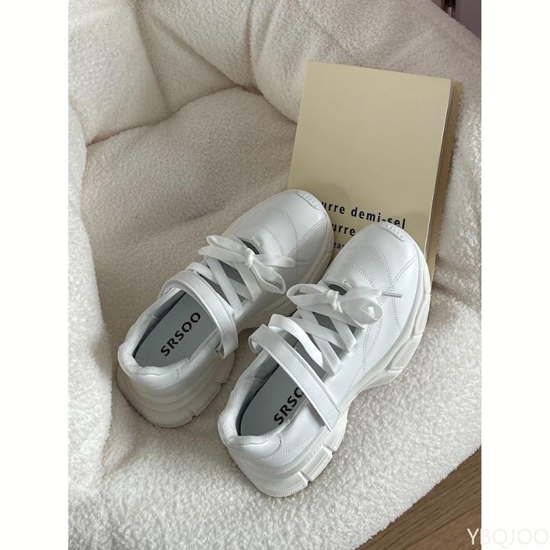 Spring New Thick Soled Height Increasing Women's Outdoor Sports Shoes Comfortable Breathable Lace Up Fashionable Casual Shoes